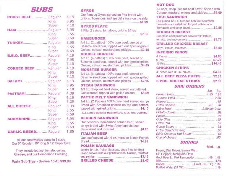Uncle Sam's - Burbank, IL menu_pic