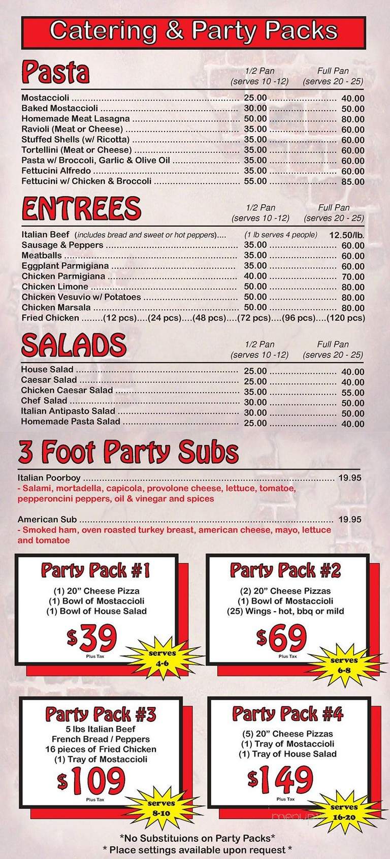 Village Pizzeria - Rosemont, IL menu_pic