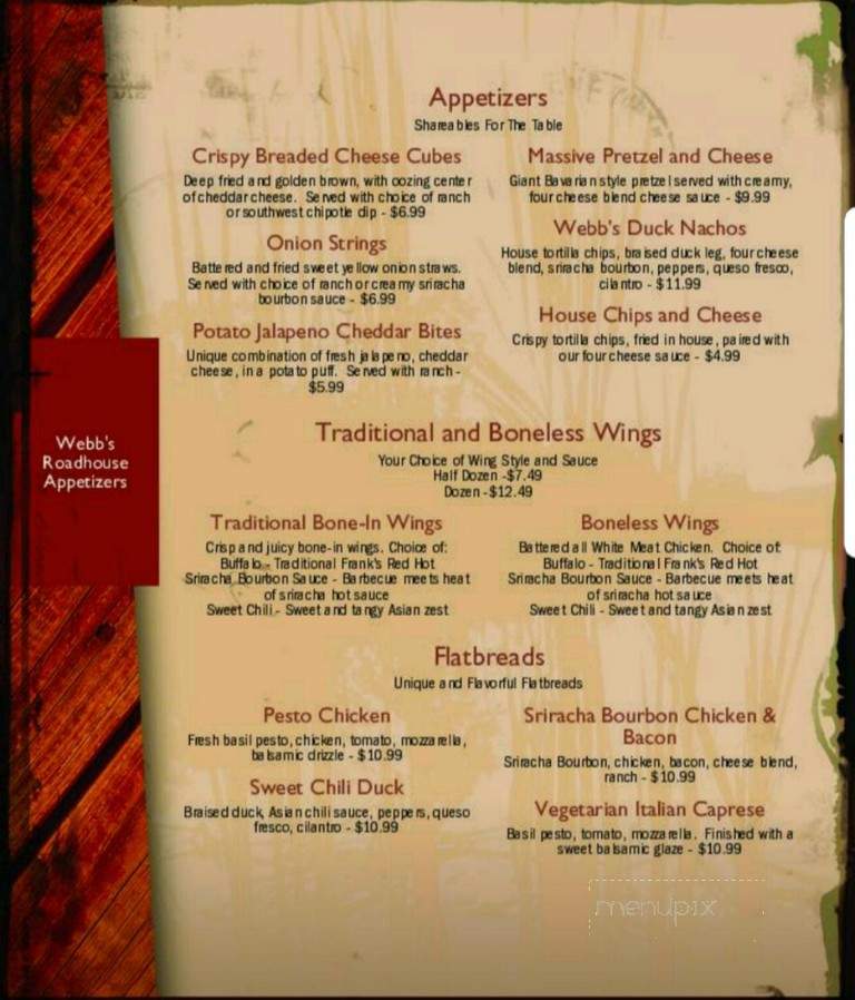 Webb Roadhouse - Washburn, IL menu_pic