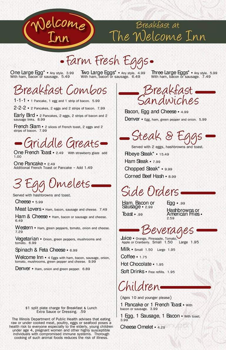 Welcome Inn - Elizabeth, IL menu_pic