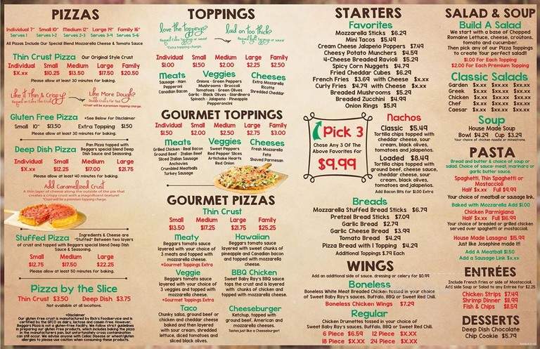 Beggars Pizza - Lansing, IL menu_pic