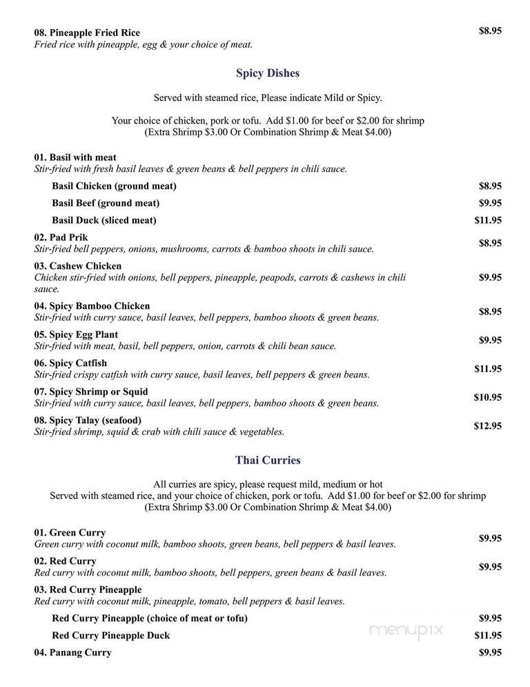 Benjarong Thai Restaurant - Westchester, IL menu_pic