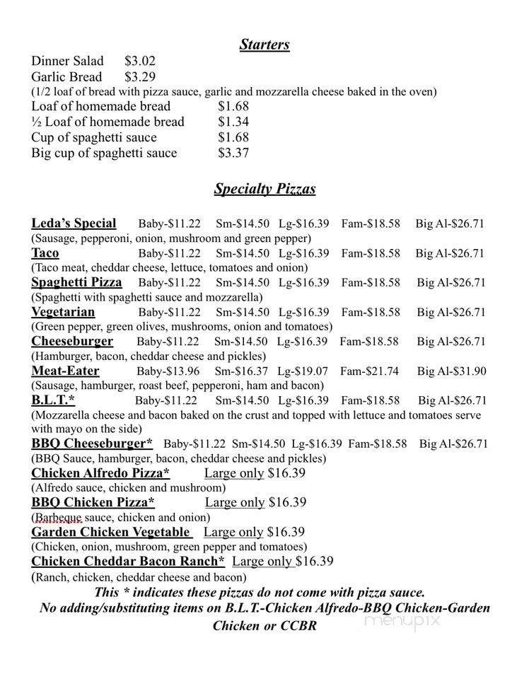 Benny's Pizzeria - Dixon, IL menu_pic