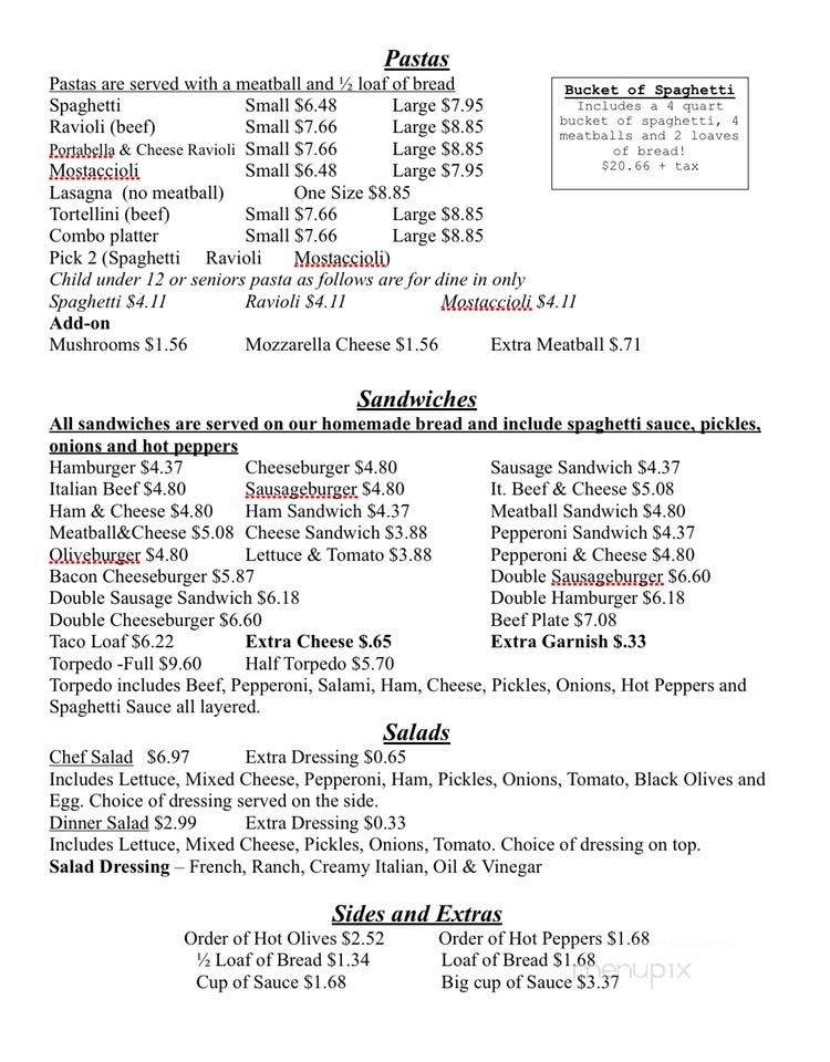 Benny's Pizzeria - Dixon, IL menu_pic