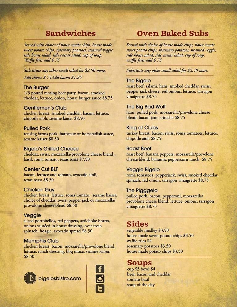 Bigelo's Bristo - Edwardsville, IL menu_pic