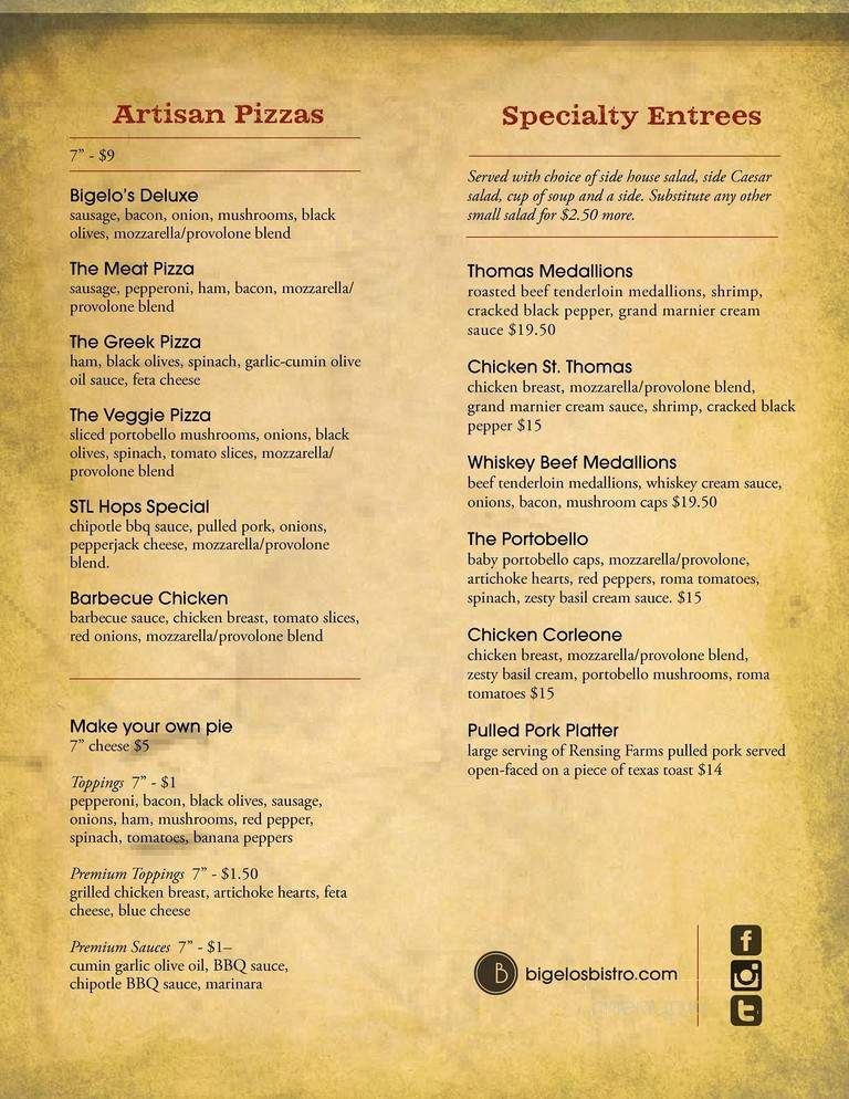 Bigelo's Bristo - Edwardsville, IL menu_pic