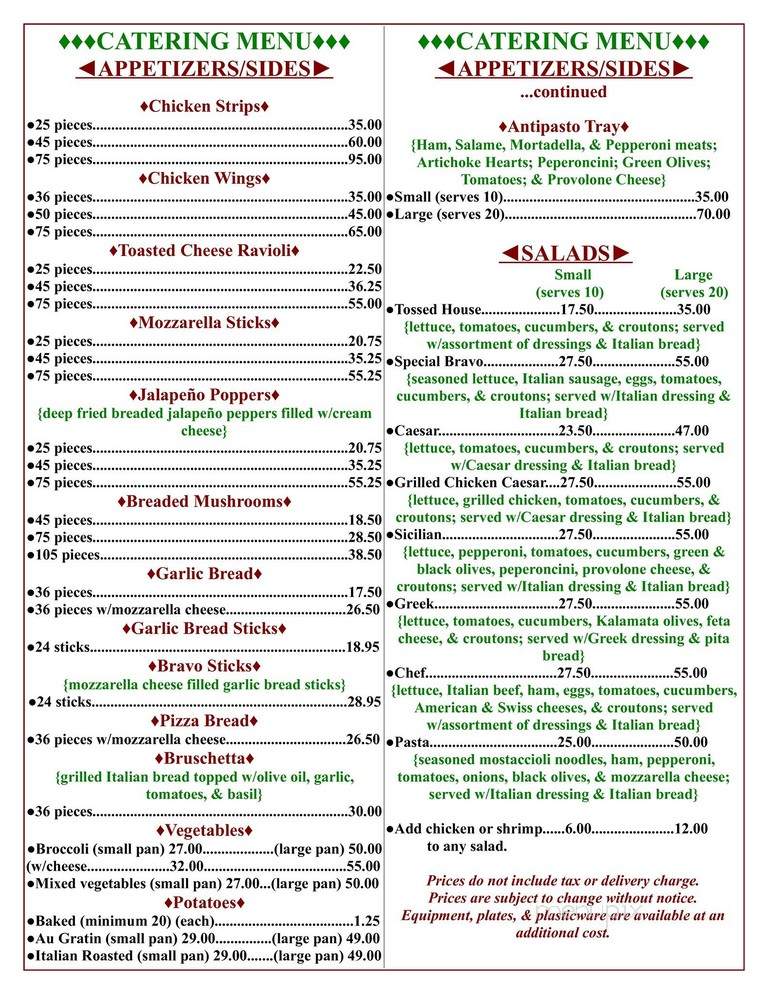 Bravo Pizza & Italian Restaurant - Poplar Grove, IL menu_pic