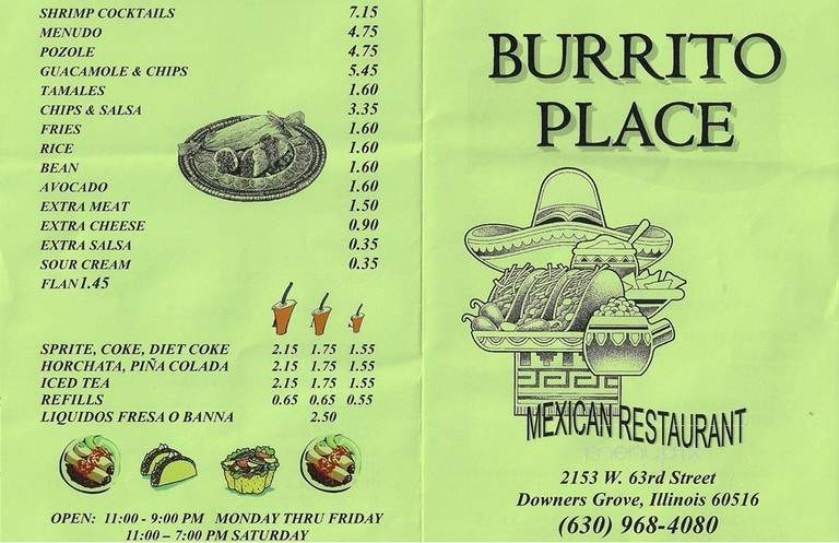 Burrito Place - Downers Grove, IL menu_pic