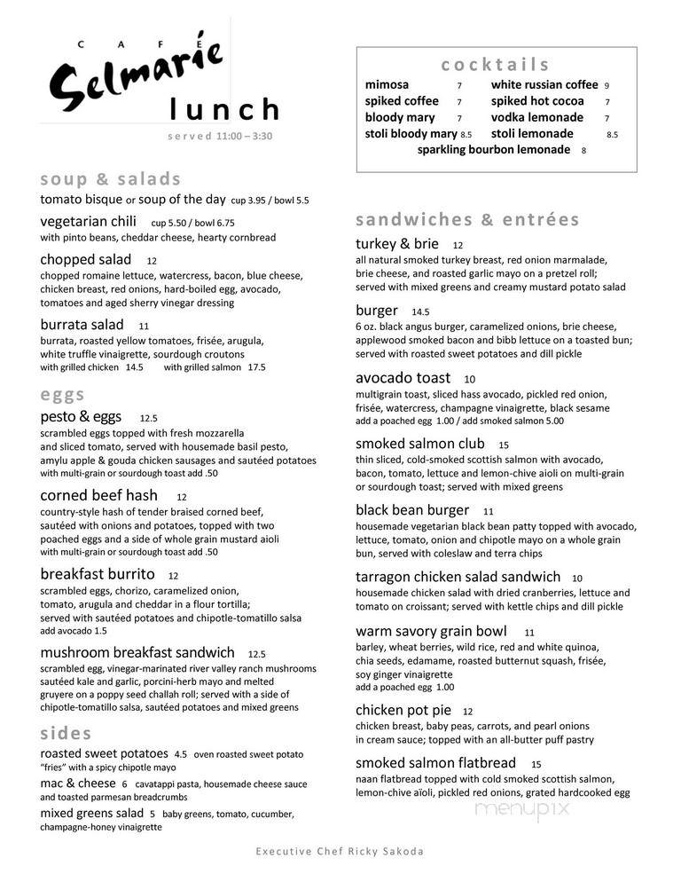 Cafe Selmare - Chicago, IL menu_pic