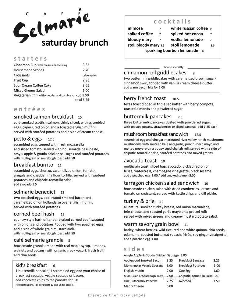 Cafe Selmare - Chicago, IL menu_pic
