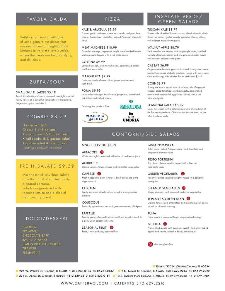 Caffe Baci - Chicago, IL menu_pic