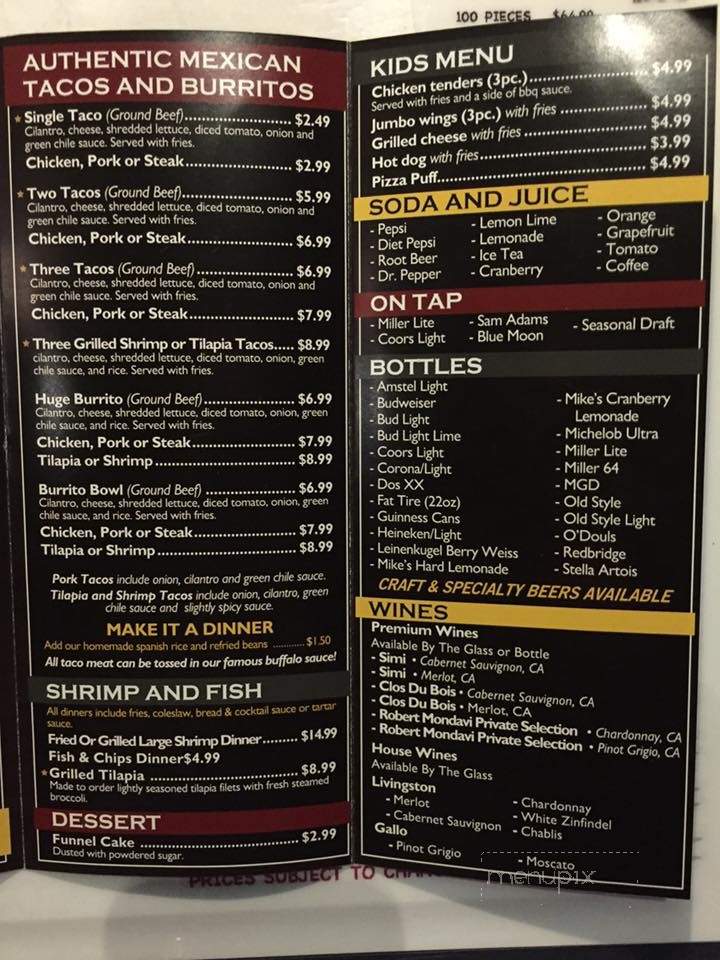 Coache's Corner - Orland Park, IL menu_pic