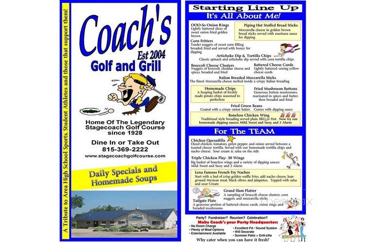 Coach's Golf & Grill - Lena, IL menu_pic