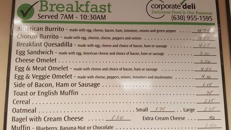Corporate Cafe - Lisle, IL menu_pic