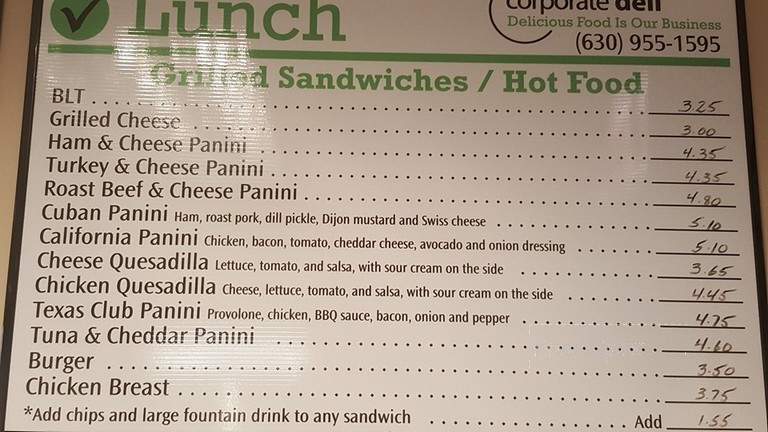 Corporate Cafe - Lisle, IL menu_pic