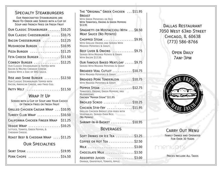Dallas Restaurant Inc - Chicago, IL menu_pic