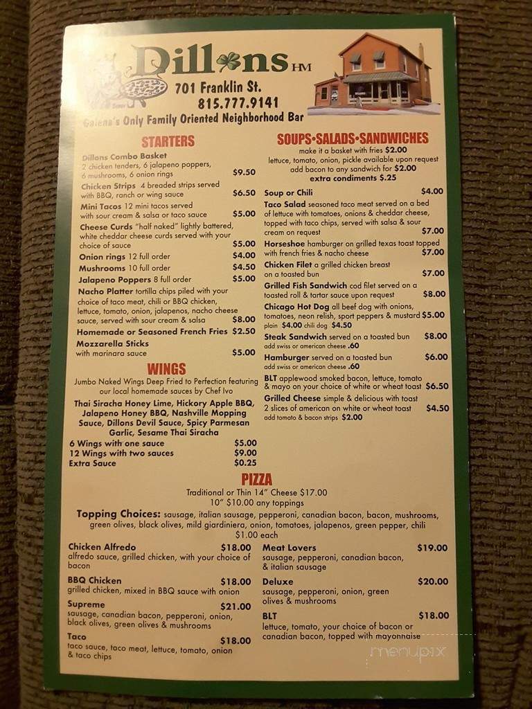 Dillon's Pizza - Galena, IL menu_pic