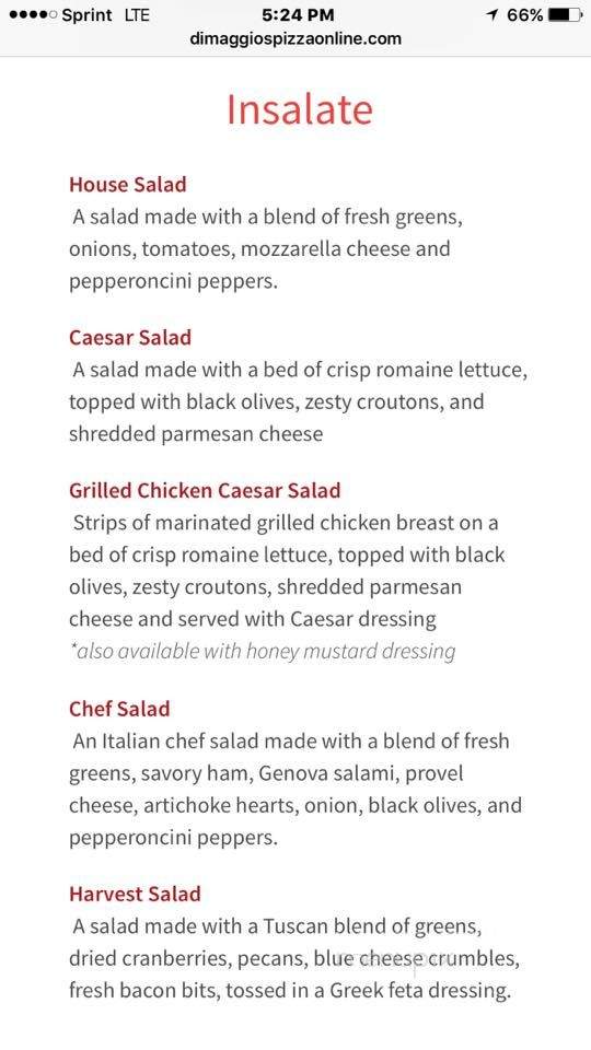 Dimaggio's Italian Restaurant - Highland, IL menu_pic