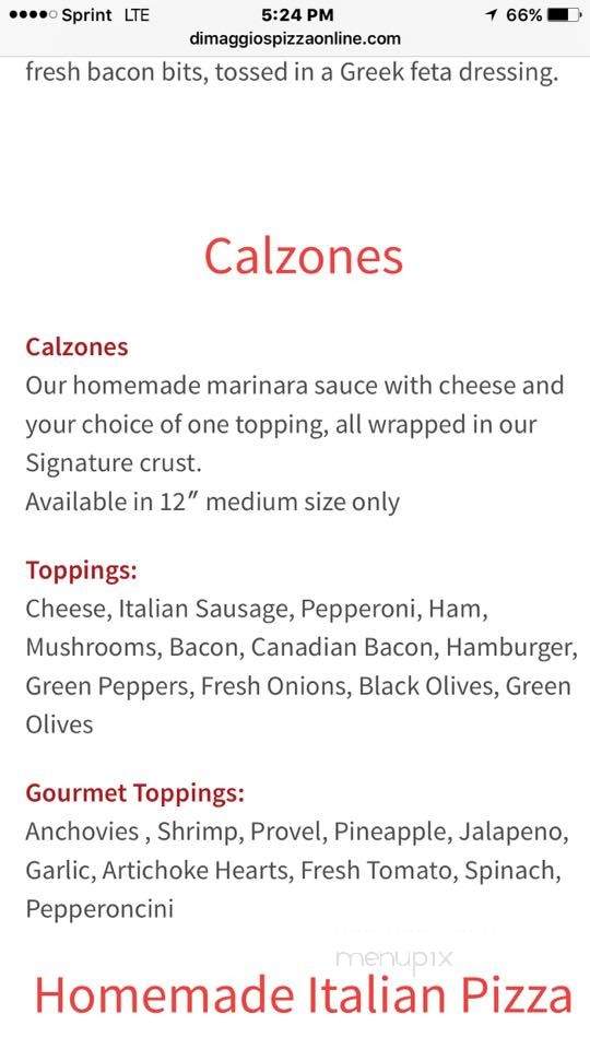 Dimaggio's Italian Restaurant - Highland, IL menu_pic