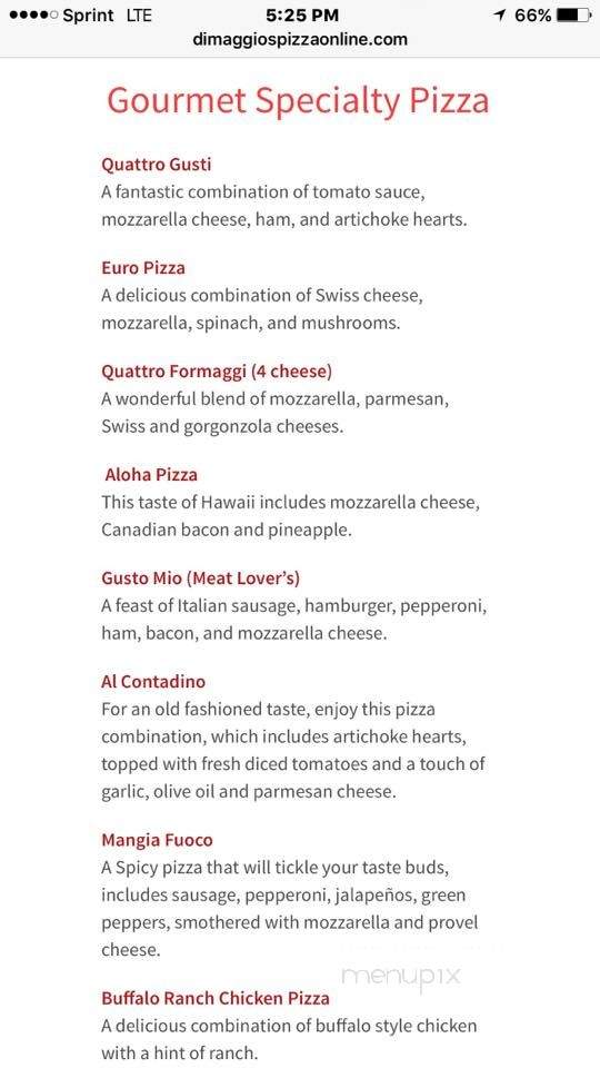 Dimaggio's Italian Restaurant - Highland, IL menu_pic