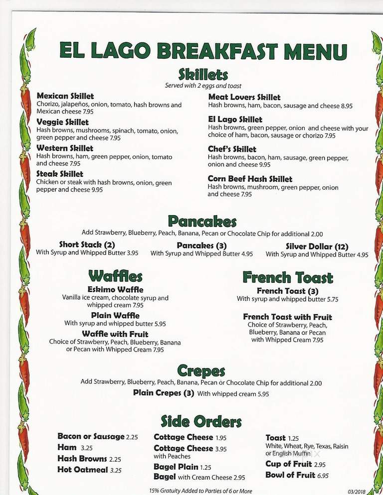 El Lago - Zion, IL menu_pic