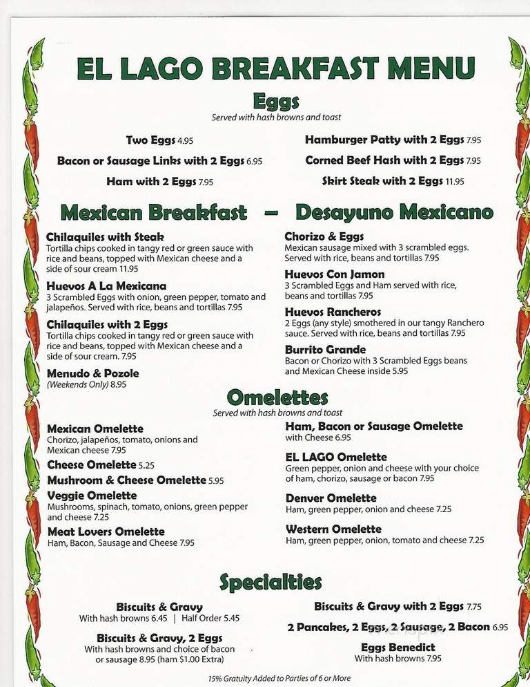 El Lago - Zion, IL menu_pic