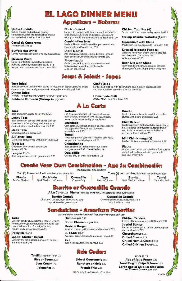 El Lago - Zion, IL menu_pic