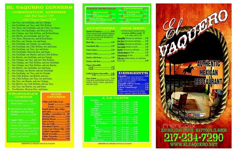 El Vaquero - Mattoon, IL menu_pic