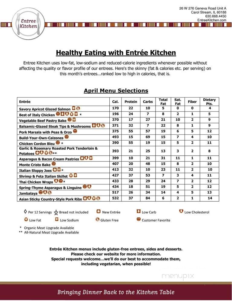 Entree Kitchen - Carol Stream, IL menu_pic