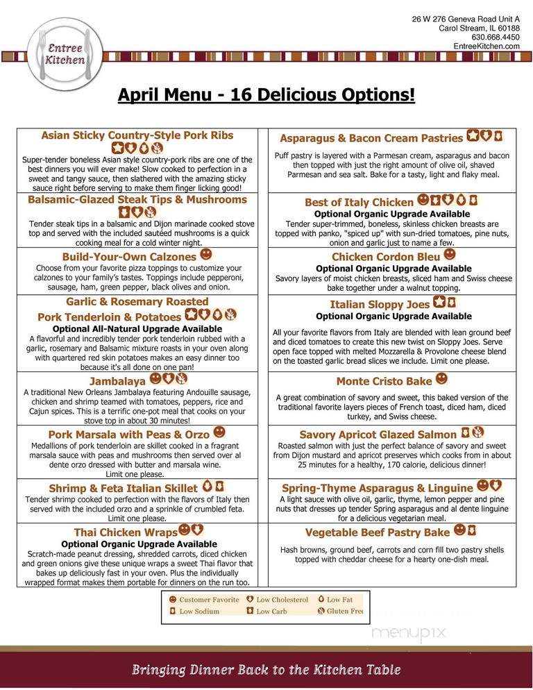 Entree Kitchen - Carol Stream, IL menu_pic