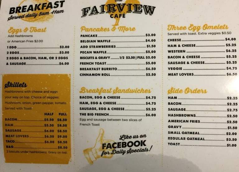 Fairview Cafe - Fairview, IL menu_pic