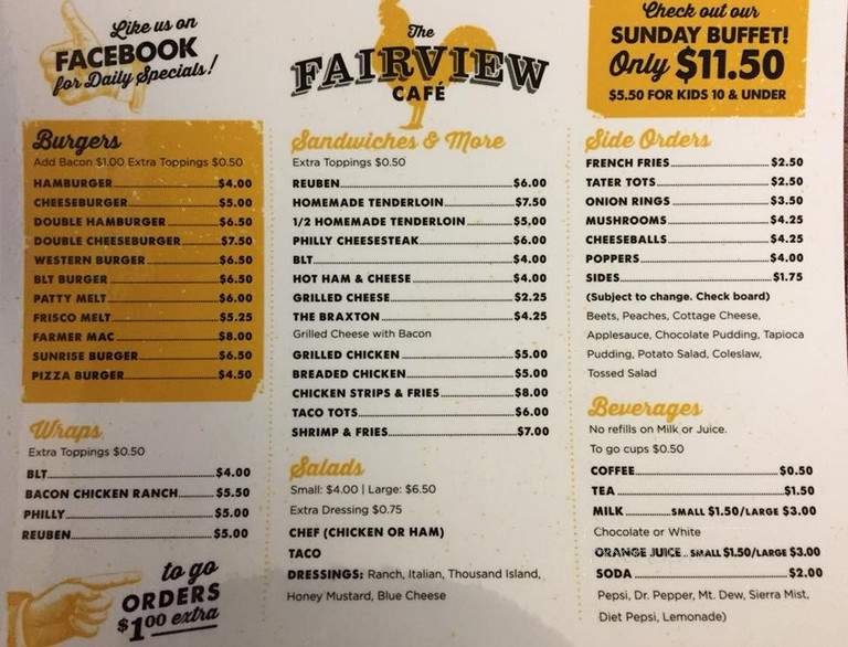 Fairview Cafe - Fairview, IL menu_pic