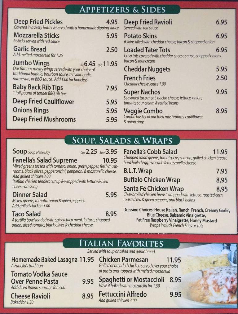 Fanella's Pizza & Pub - Ingleside, IL menu_pic