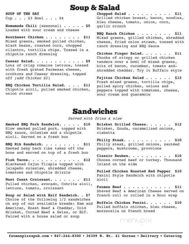 Fatman Pizza Pub - Gurnee, IL menu_pic