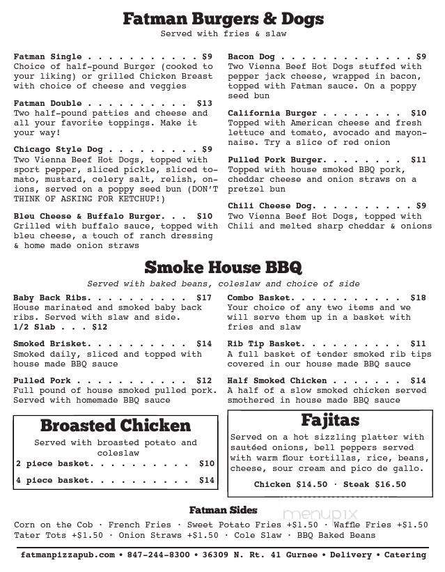 Fatman Pizza Pub - Gurnee, IL menu_pic