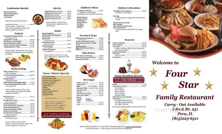 Four Stars Family Restaurant - La Salle, IL menu_pic