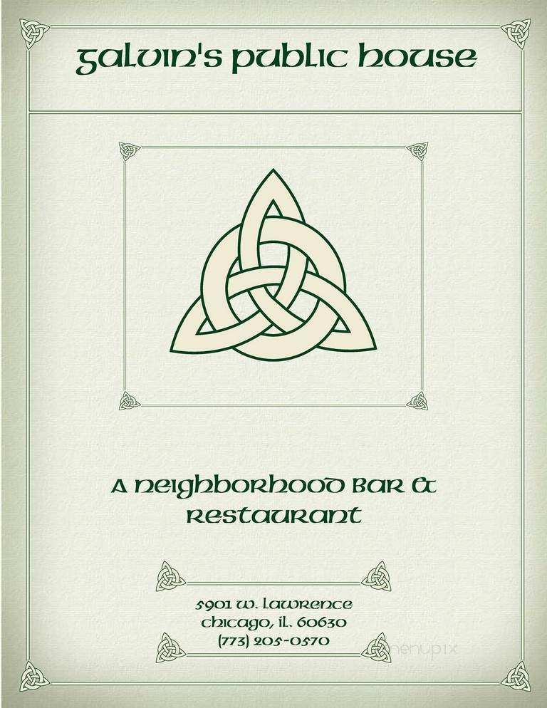 Galvin's Public House - Chicago, IL menu_pic
