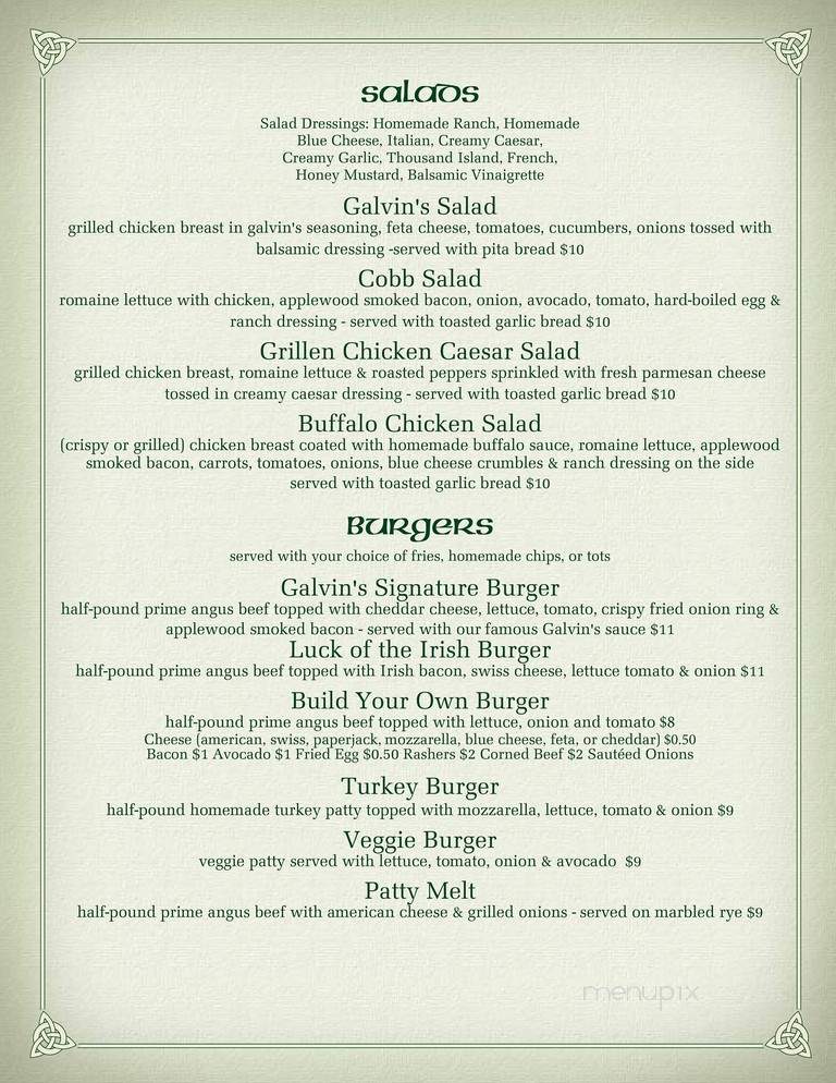 Galvin's Public House - Chicago, IL menu_pic