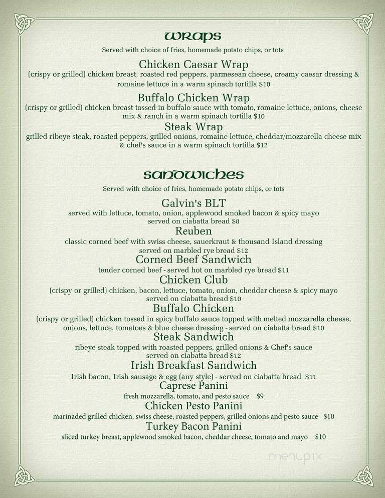Galvin's Public House - Chicago, IL menu_pic