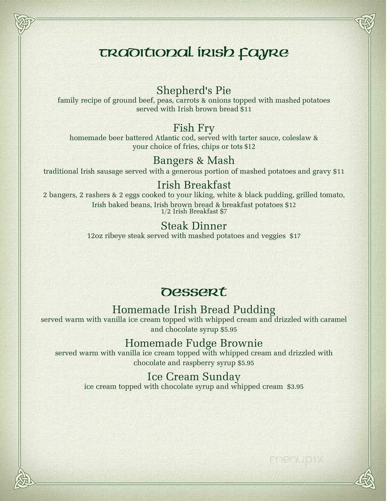 Galvin's Public House - Chicago, IL menu_pic