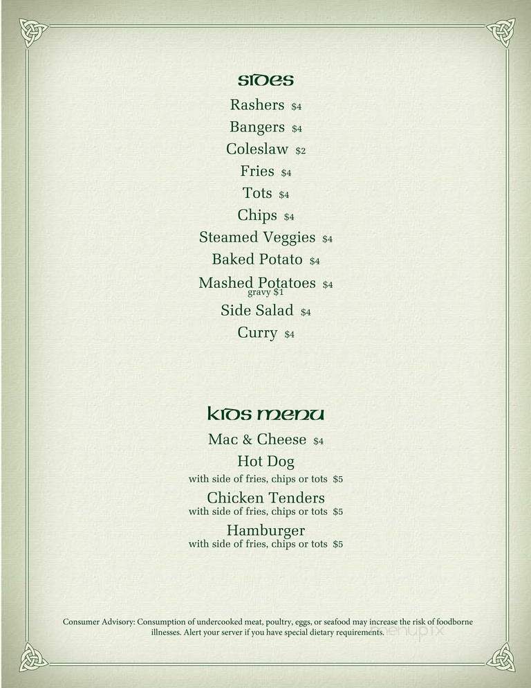 Galvin's Public House - Chicago, IL menu_pic