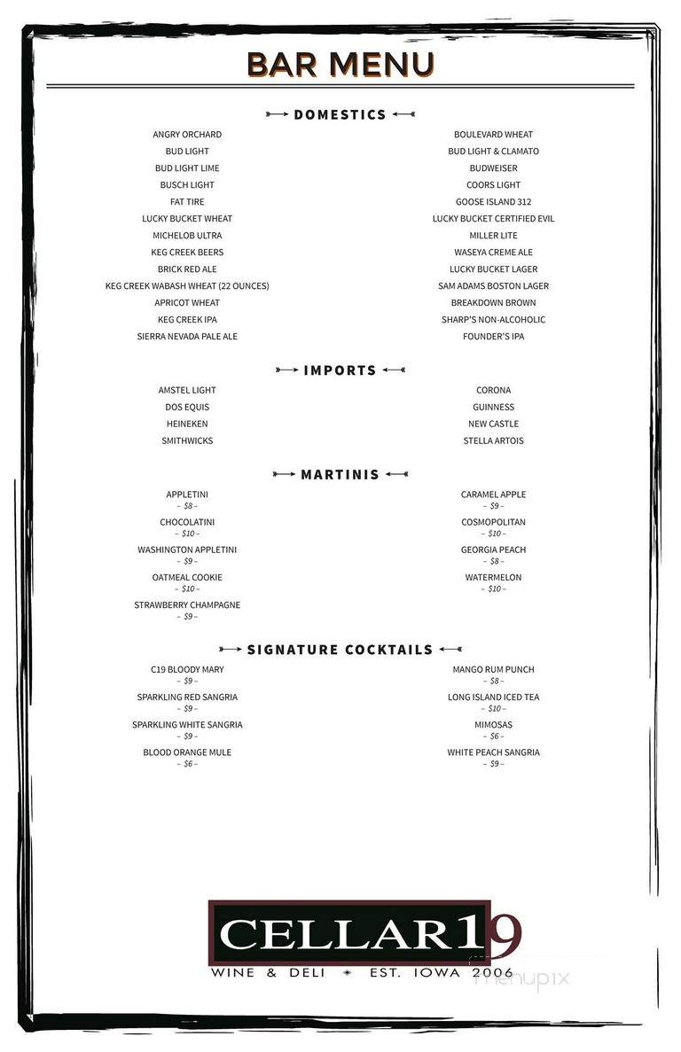 Cellar 19 Wine & Deli - Council Bluffs, IA menu_pic
