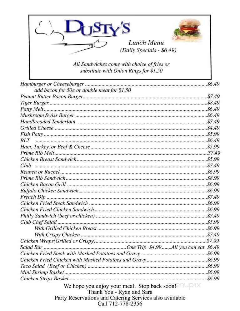 Dusty's Place - Griswold, IA menu_pic
