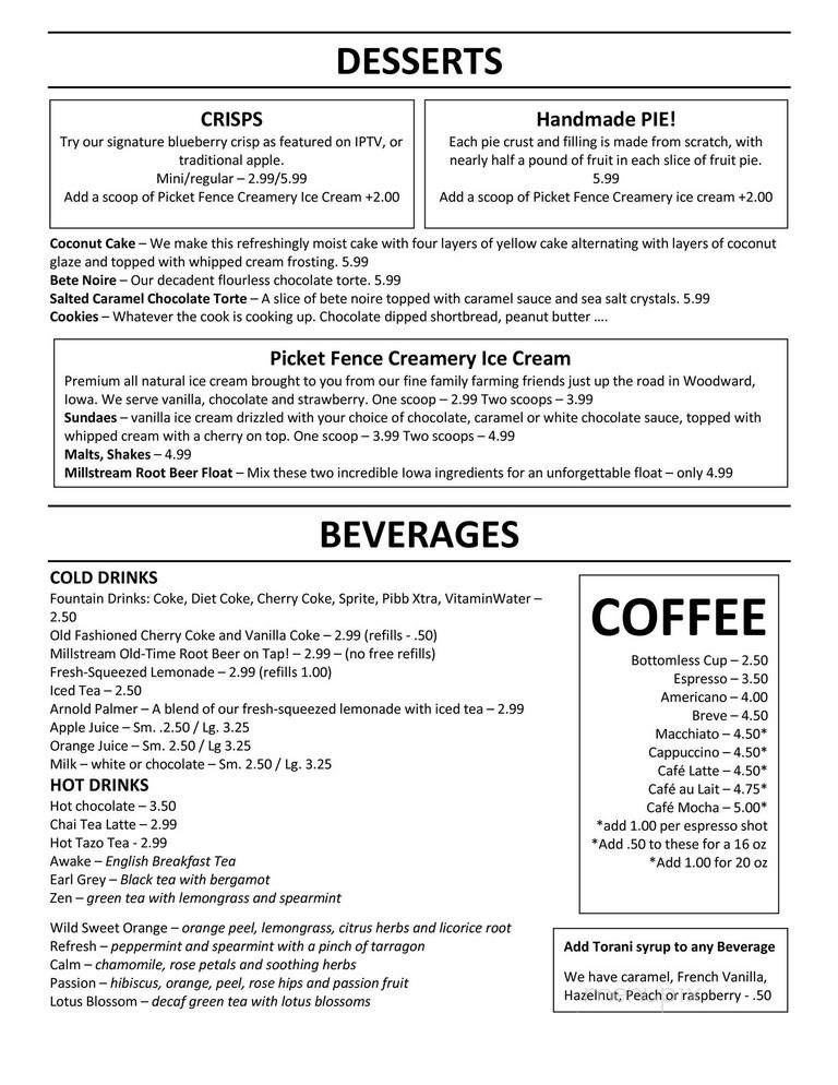 North Side Cafe - Winterset, IA menu_pic