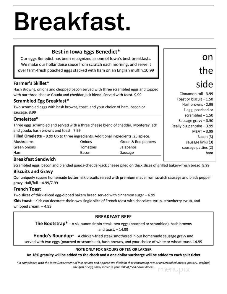 North Side Cafe - Winterset, IA menu_pic