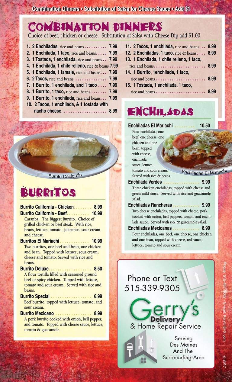 El Mariachi - Johnston, IA menu_pic