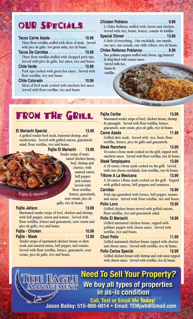 El Mariachi - Johnston, IA menu_pic