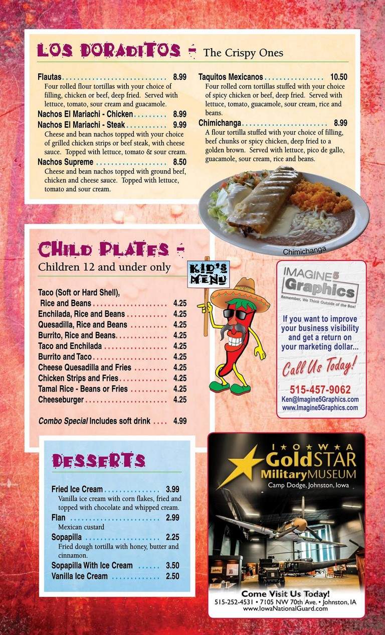 El Mariachi - Johnston, IA menu_pic