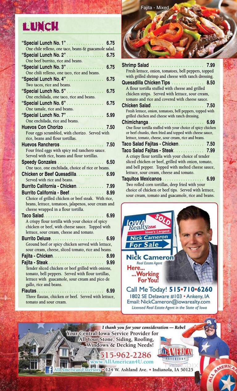 El Mariachi - Johnston, IA menu_pic