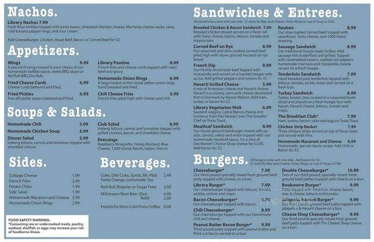 University Library Cafe - Des Moines, IA menu_pic